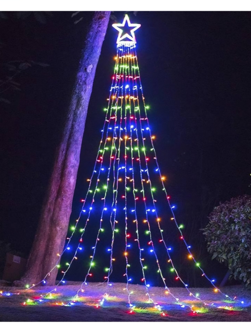 Outdoor Christmas Decorations, 320 LED Waterfall String Lights, 8 Light Modes 